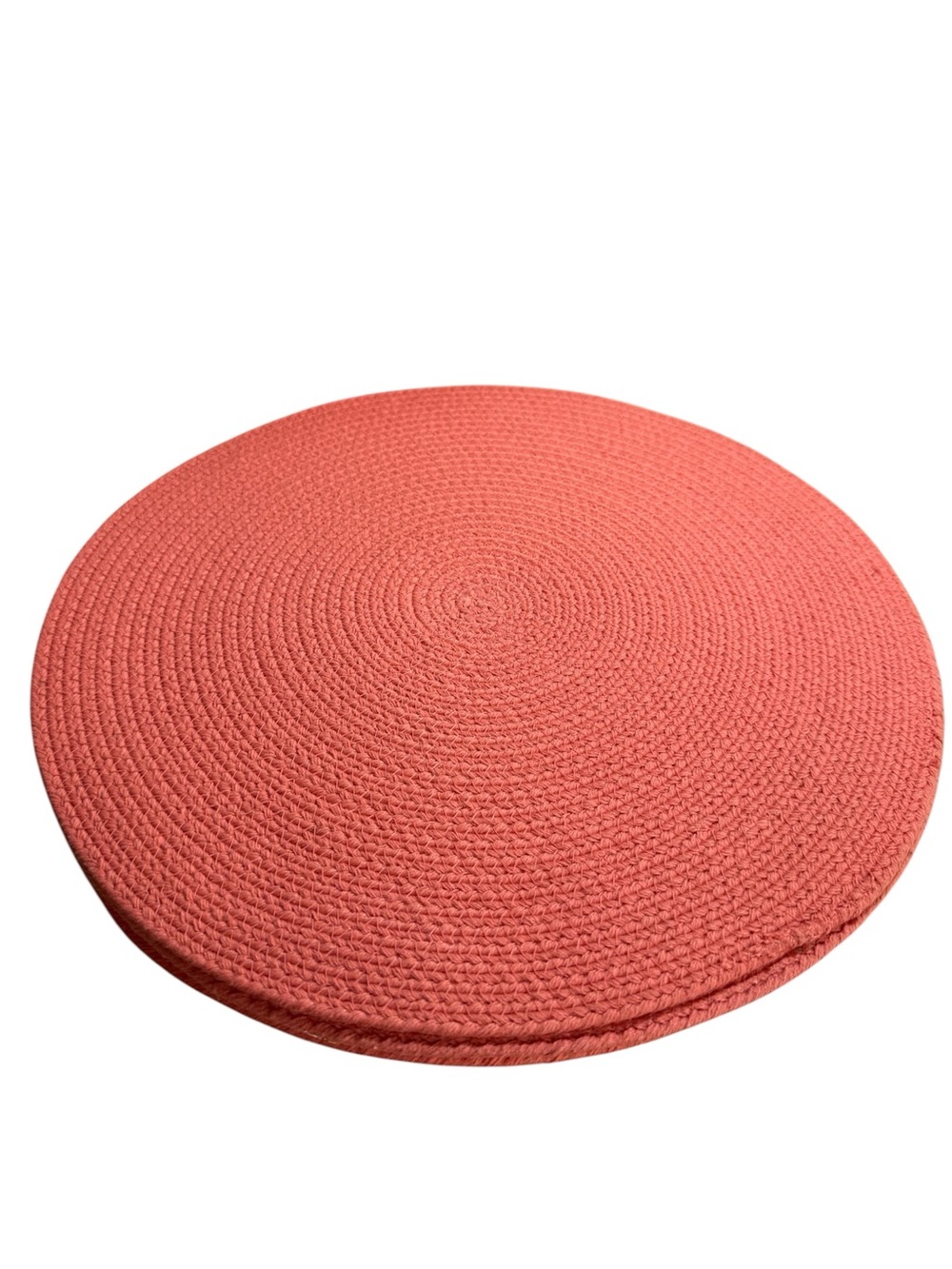 6 Cotton Woven Peach Salmon Circle Placemats Cottagecore